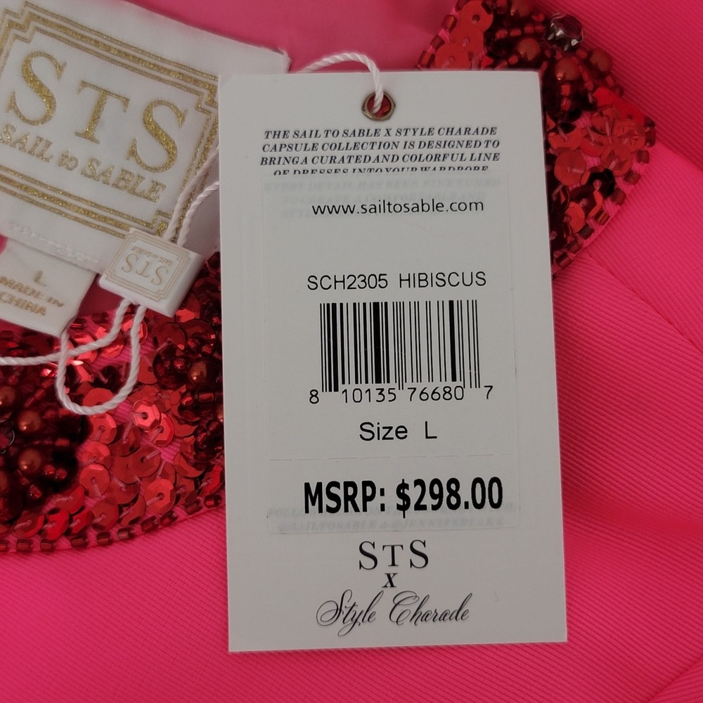 SAIL TO SABLE x Style Charade Size Large Pink Beaded & Sequin 'Tracey' Dress NWT - Picture 9 of 11